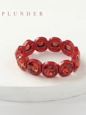 Plunder Justice Red Stretch Bracelet Size Small 6.75" New with Pouch